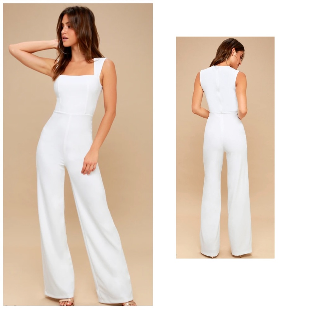 Lulu’s women’s enticing endeavors white jumpsuit